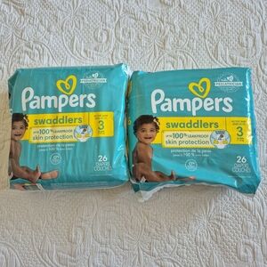 Pampers Swaddlers 2 unopened packages of size 3, 26 count each NEW